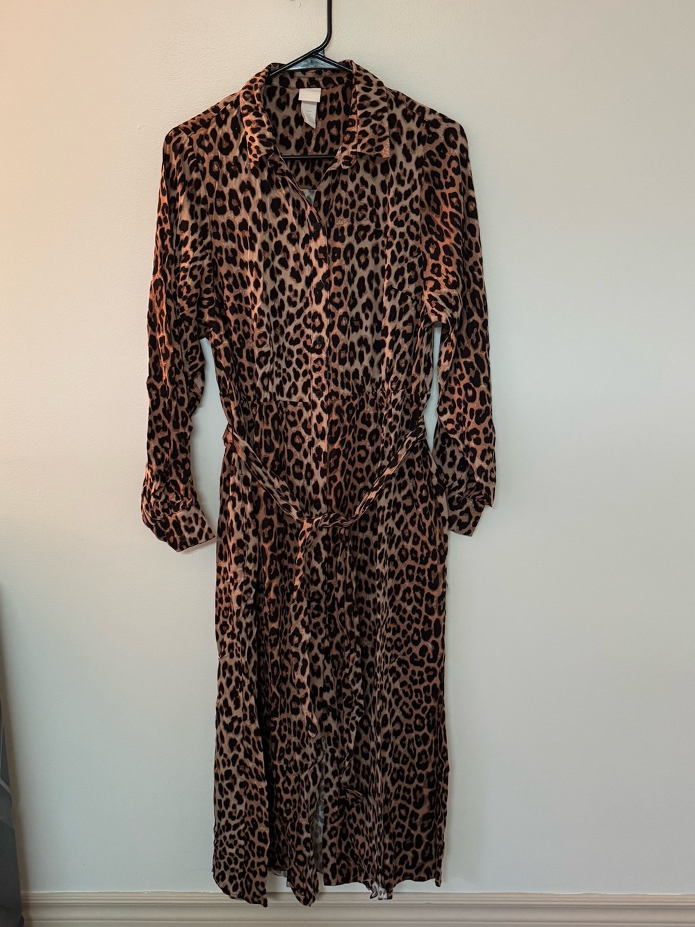 H&M Leopard Print Maxi Shirt Dress - Brown and Black
